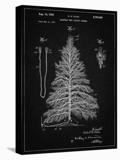 PP765-Vintage Black Christmas Tree Poster-Cole Borders-Stretched Canvas