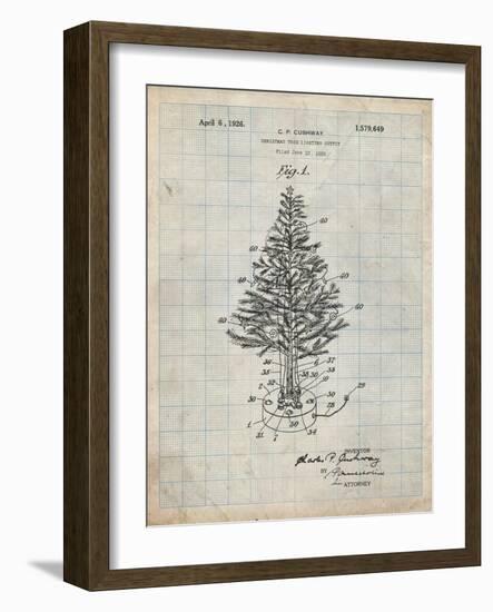 PP766-Antique Grid Parchment Christmas Tree Poster-Cole Borders-Framed Giclee Print