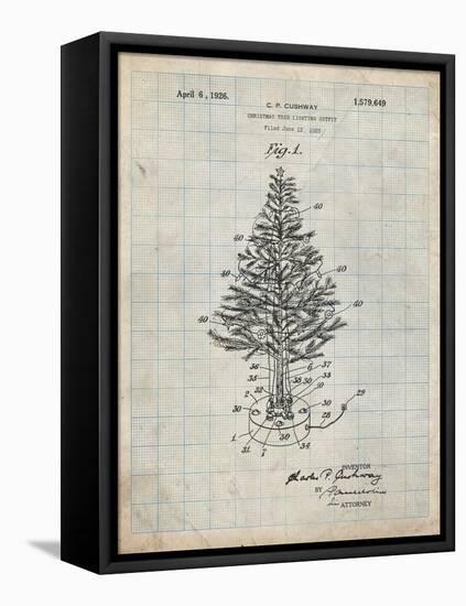 PP766-Antique Grid Parchment Christmas Tree Poster-Cole Borders-Framed Stretched Canvas