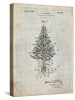 PP766-Antique Grid Parchment Christmas Tree Poster-Cole Borders-Stretched Canvas