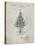 PP766-Antique Grid Parchment Christmas Tree Poster-Cole Borders-Stretched Canvas