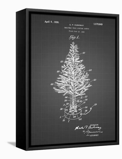 PP766-Black Grid Christmas Tree Poster-Cole Borders-Framed Stretched Canvas