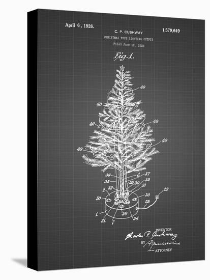 PP766-Black Grid Christmas Tree Poster-Cole Borders-Stretched Canvas