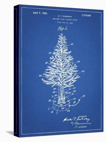 PP766-Blueprint Christmas Tree Poster-Cole Borders-Stretched Canvas