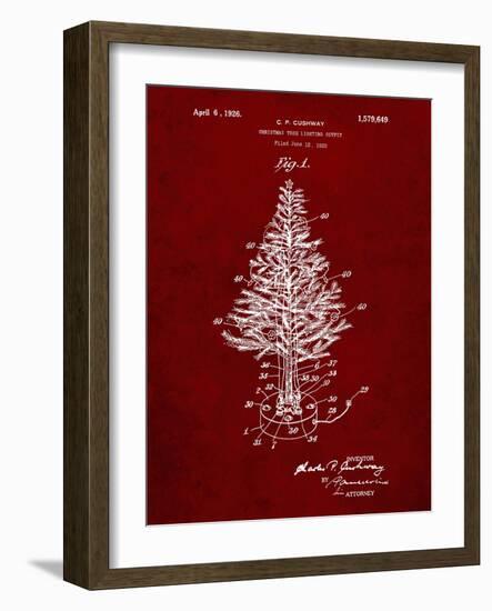 PP766-Burgundy Christmas Tree Poster-Cole Borders-Framed Giclee Print