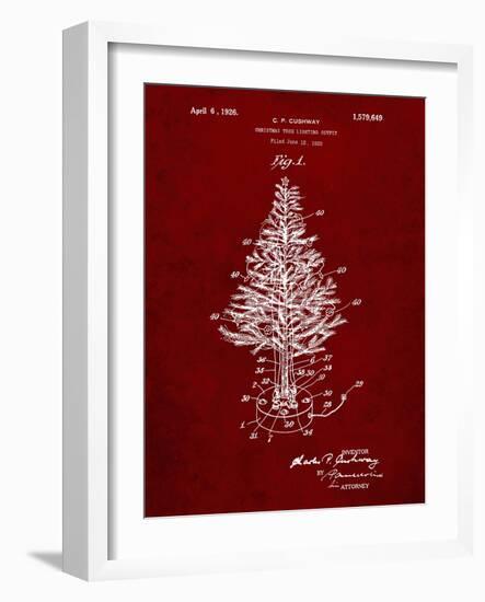PP766-Burgundy Christmas Tree Poster-Cole Borders-Framed Giclee Print