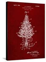 PP766-Burgundy Christmas Tree Poster-Cole Borders-Stretched Canvas
