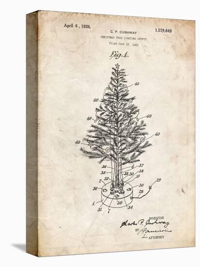 PP766-Vintage Parchment Christmas Tree Poster-Cole Borders-Stretched Canvas