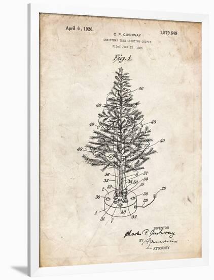 PP766-Vintage Parchment Christmas Tree Poster-Cole Borders-Framed Premium Giclee Print