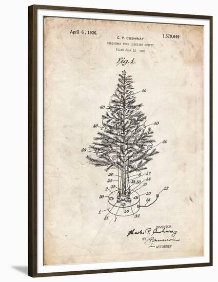 PP766-Vintage Parchment Christmas Tree Poster-Cole Borders-Framed Premium Giclee Print