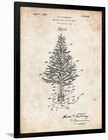 PP766-Vintage Parchment Christmas Tree Poster-Cole Borders-Framed Premium Giclee Print