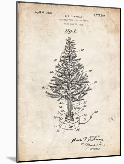 PP766-Vintage Parchment Christmas Tree Poster-Cole Borders-Mounted Giclee Print