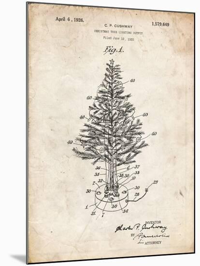 PP766-Vintage Parchment Christmas Tree Poster-Cole Borders-Mounted Giclee Print