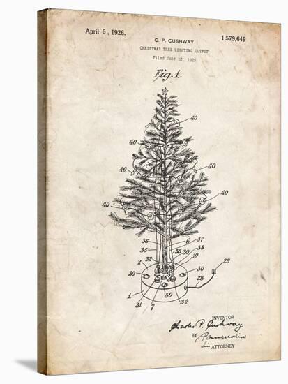 PP766-Vintage Parchment Christmas Tree Poster-Cole Borders-Stretched Canvas