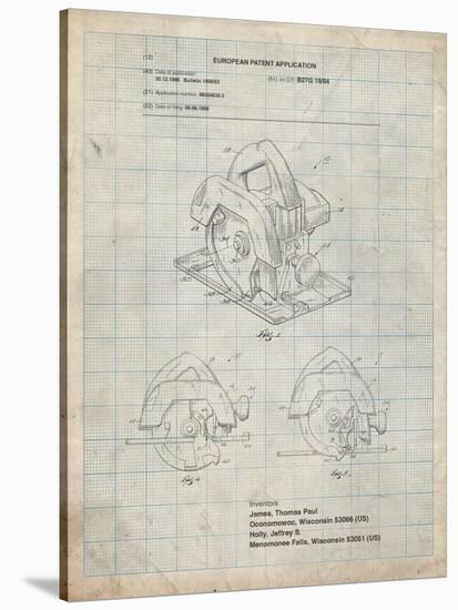 PP767-Antique Grid Parchment Circular Saw Patent Poster-Cole Borders-Stretched Canvas