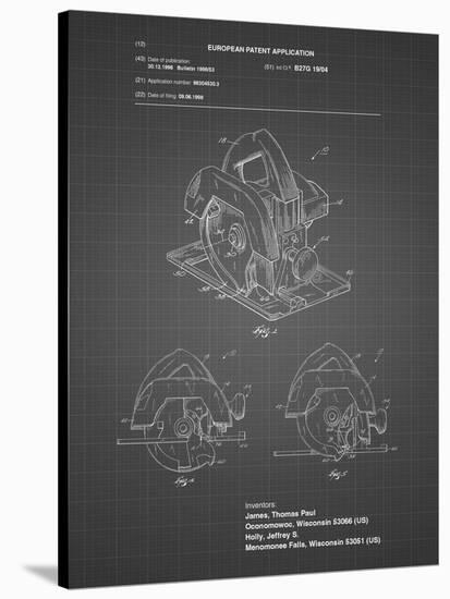 PP767-Black Grid Circular Saw Patent Poster-Cole Borders-Stretched Canvas