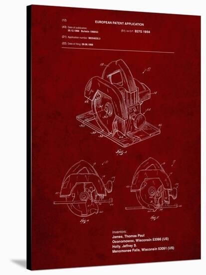 PP767-Burgundy Circular Saw Patent Poster-Cole Borders-Stretched Canvas