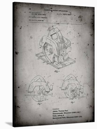 PP767-Faded Grey Circular Saw Patent Poster-Cole Borders-Stretched Canvas