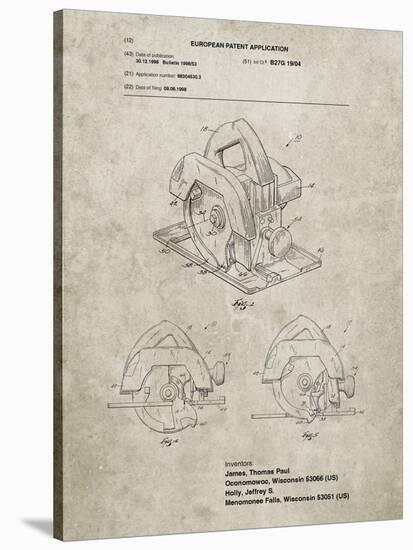 PP767-Sandstone Circular Saw Patent Poster-Cole Borders-Stretched Canvas