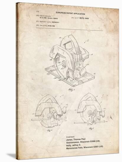 PP767-Vintage Parchment Circular Saw Patent Poster-Cole Borders-Stretched Canvas