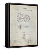 PP77-Antique Grid Parchment First Bicycle 1866 Patent Poster-Cole Borders-Framed Stretched Canvas