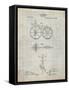 PP77-Antique Grid Parchment First Bicycle 1866 Patent Poster-Cole Borders-Framed Stretched Canvas