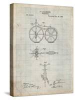 PP77-Antique Grid Parchment First Bicycle 1866 Patent Poster-Cole Borders-Stretched Canvas