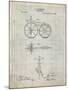 PP77-Antique Grid Parchment First Bicycle 1866 Patent Poster-Cole Borders-Mounted Giclee Print