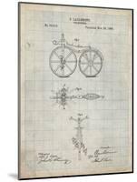 PP77-Antique Grid Parchment First Bicycle 1866 Patent Poster-Cole Borders-Mounted Giclee Print