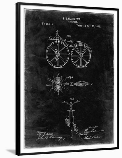 PP77-Black Grunge First Bicycle 1866 Patent Poster-Cole Borders-Framed Premium Giclee Print