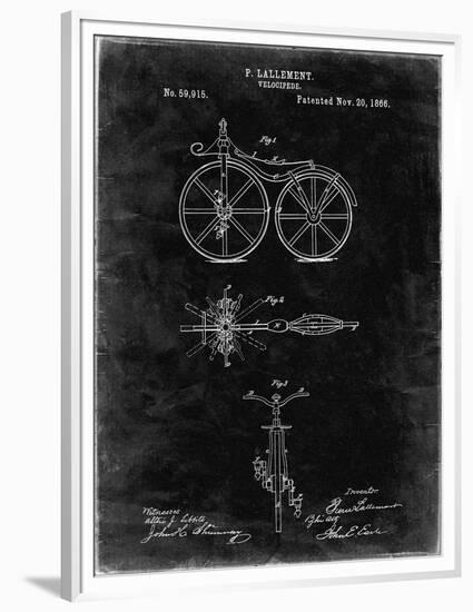 PP77-Black Grunge First Bicycle 1866 Patent Poster-Cole Borders-Framed Premium Giclee Print
