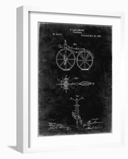 PP77-Black Grunge First Bicycle 1866 Patent Poster-Cole Borders-Framed Giclee Print