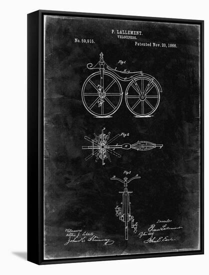 PP77-Black Grunge First Bicycle 1866 Patent Poster-Cole Borders-Framed Stretched Canvas