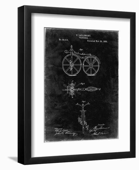 PP77-Black Grunge First Bicycle 1866 Patent Poster-Cole Borders-Framed Giclee Print