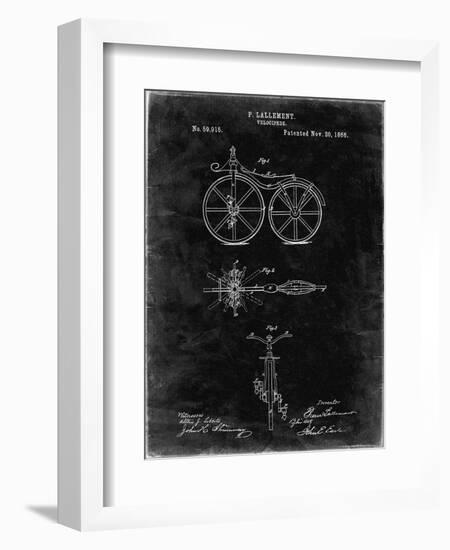 PP77-Black Grunge First Bicycle 1866 Patent Poster-Cole Borders-Framed Giclee Print