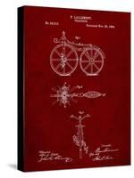 PP77-Burgundy First Bicycle 1866 Patent Poster-Cole Borders-Stretched Canvas