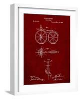 PP77-Burgundy First Bicycle 1866 Patent Poster-Cole Borders-Framed Giclee Print