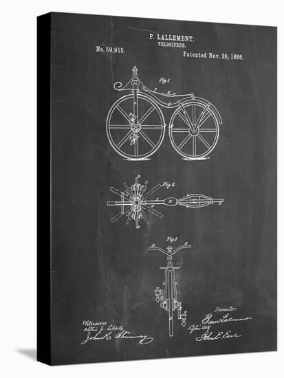 PP77-Chalkboard First Bicycle 1866 Patent Poster-Cole Borders-Stretched Canvas
