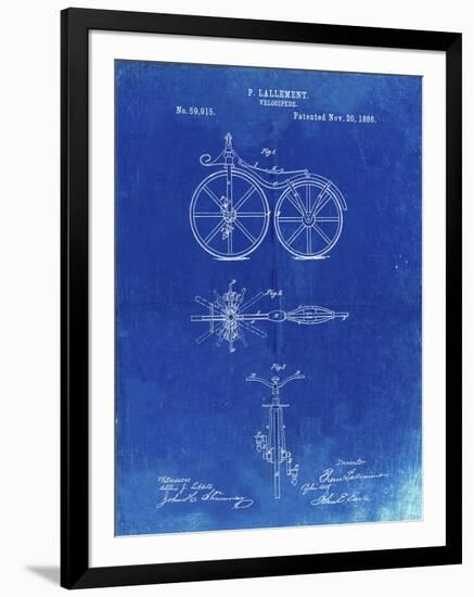 PP77-Faded Blueprint First Bicycle 1866 Patent Poster-Cole Borders-Framed Giclee Print