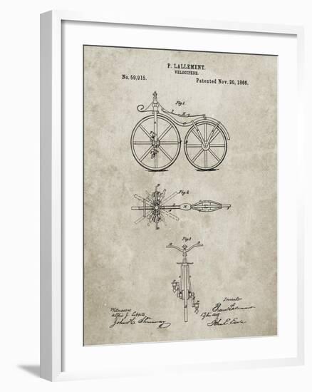 PP77-Sandstone First Bicycle 1866 Patent Poster-Cole Borders-Framed Giclee Print