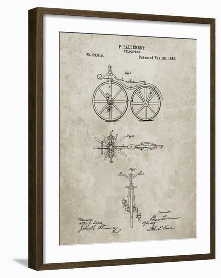 PP77-Sandstone First Bicycle 1866 Patent Poster-Cole Borders-Framed Giclee Print