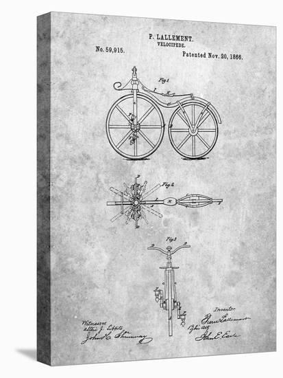 PP77-Slate First Bicycle 1866 Patent Poster-Cole Borders-Stretched Canvas