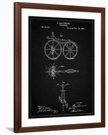 PP77-Vintage Black First Bicycle 1866 Patent Poster-Cole Borders-Framed Giclee Print