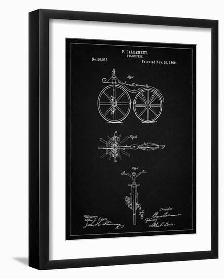 PP77-Vintage Black First Bicycle 1866 Patent Poster-Cole Borders-Framed Giclee Print