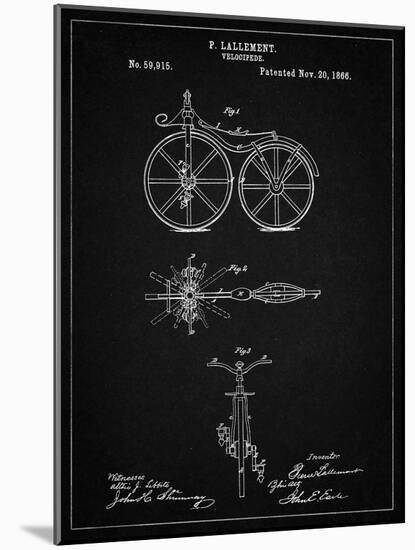 PP77-Vintage Black First Bicycle 1866 Patent Poster-Cole Borders-Mounted Giclee Print