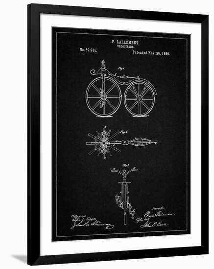 PP77-Vintage Black First Bicycle 1866 Patent Poster-Cole Borders-Framed Giclee Print