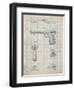 PP770-Antique Grid Parchment Colt Automatic Pistol of 1900 Patent Poster-Cole Borders-Framed Giclee Print