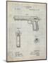 PP770-Antique Grid Parchment Colt Automatic Pistol of 1900 Patent Poster-Cole Borders-Mounted Giclee Print