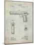 PP770-Antique Grid Parchment Colt Automatic Pistol of 1900 Patent Poster-Cole Borders-Mounted Giclee Print