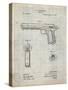 PP770-Antique Grid Parchment Colt Automatic Pistol of 1900 Patent Poster-Cole Borders-Stretched Canvas